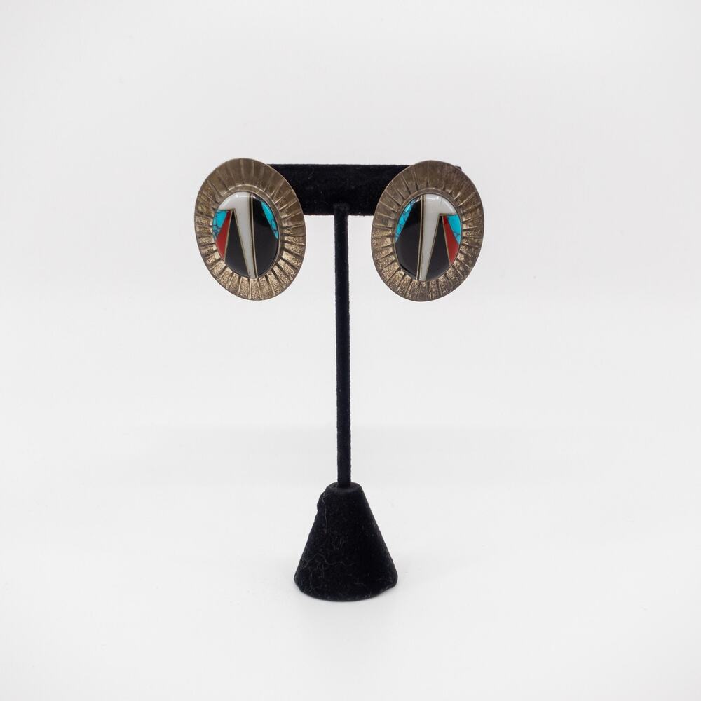 Vintage Native American Oxidized Post Earrings
